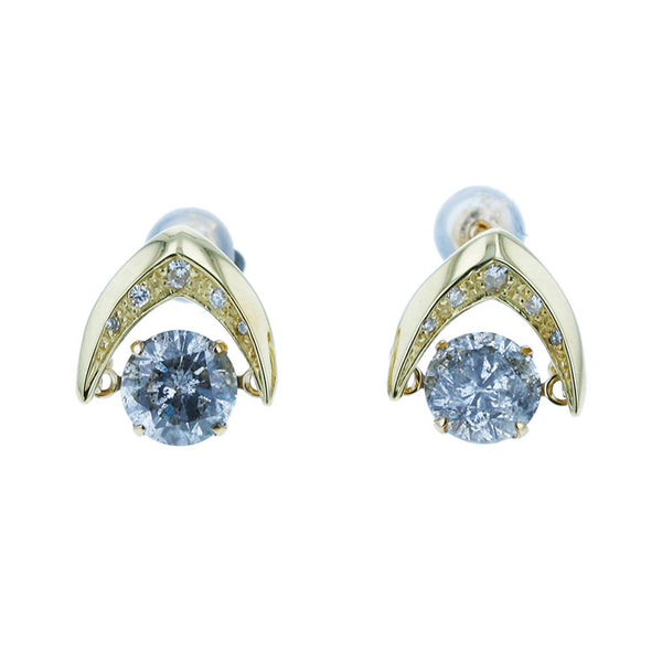 K18YG イエローゴールド ダイヤ0.80ct＆0.73ct ダイヤ0.02ct×2 ピアス レディース 【中古】