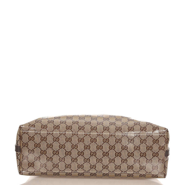 グッチ GGクリスタル 419689 ベージュ ブラウン PVC レザー トートバッグ レディース GUCCI 【中古】