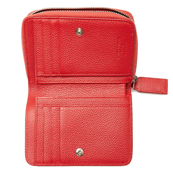 サンローラン 二つ折り財布 レッド レザー レディース SAINT LAURENT 【中古】