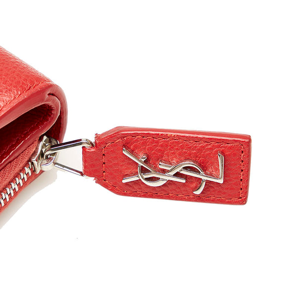 サンローラン 二つ折り財布 レッド レザー レディース SAINT LAURENT 【中古】