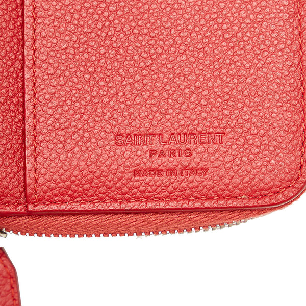 サンローラン 二つ折り財布 レッド レザー レディース SAINT LAURENT 【中古】