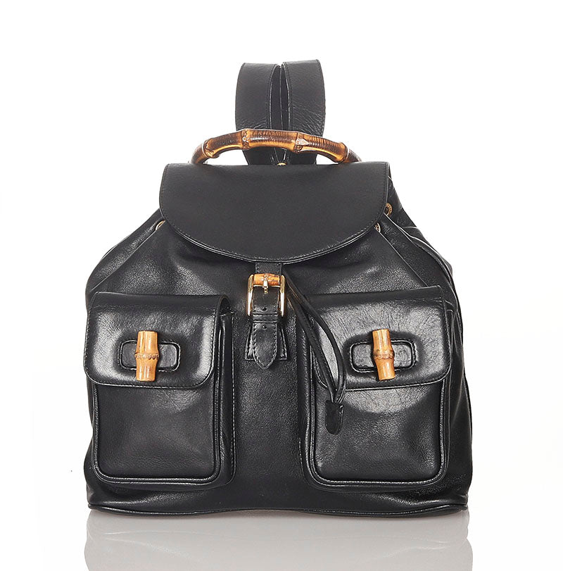 グッチ バンブー 003 2058 0016 ブラック レザー リュック バックパック レディース GUCCI 【中古】