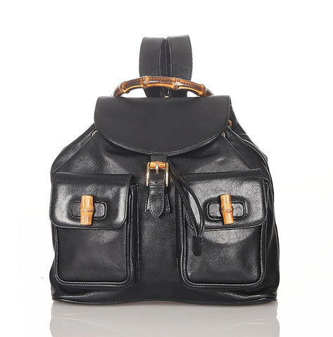 グッチ バンブー 003 2058 0016 ブラック レザー リュック バックパック レディース GUCCI 【中古】