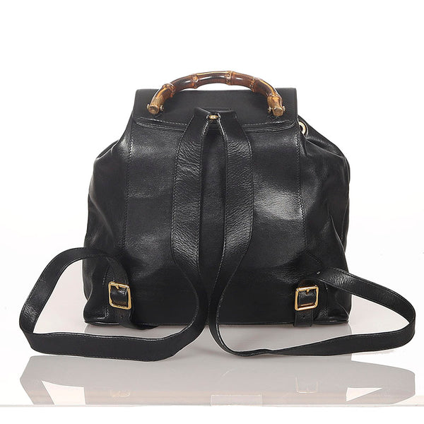 グッチ バンブー 003 2058 0016 ブラック レザー リュック バックパック レディース GUCCI 【中古】