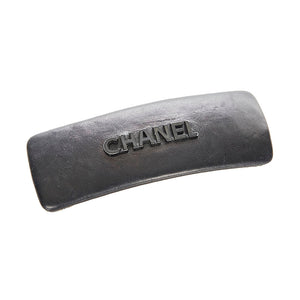 シャネル ブラック ゴールド レザー メッキ バレッタ レディース CHANEL 【中古】