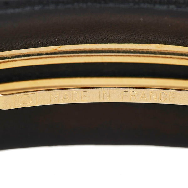 シャネル ブラック ゴールド レザー メッキ バレッタ レディース CHANEL 【中古】