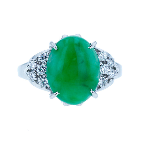 Pt900 プラチナ 翡翠3.09ct ダイヤ0.18ct リング 指輪 レディース 11号 【中古】