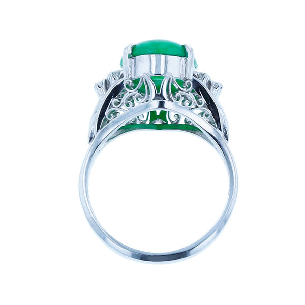 Pt900 プラチナ 翡翠3.09ct ダイヤ0.18ct リング 指輪 レディース 11号 【中古】