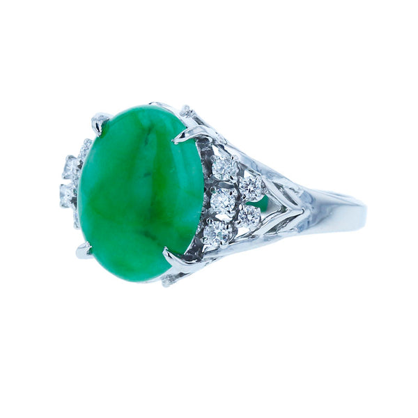Pt900 プラチナ 翡翠3.09ct ダイヤ0.18ct リング 指輪 レディース 11号 【中古】