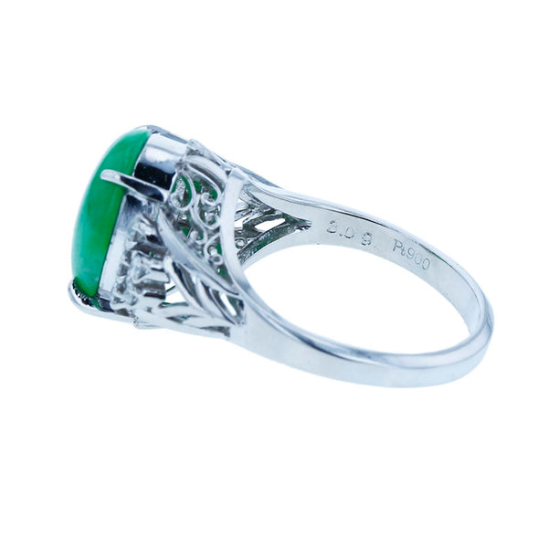 Pt900 プラチナ 翡翠3.09ct ダイヤ0.18ct リング 指輪 レディース 11号 【中古】