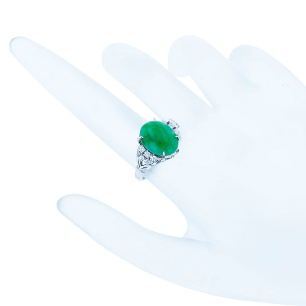 Pt900 プラチナ 翡翠3.09ct ダイヤ0.18ct リング 指輪 レディース 11号 【中古】