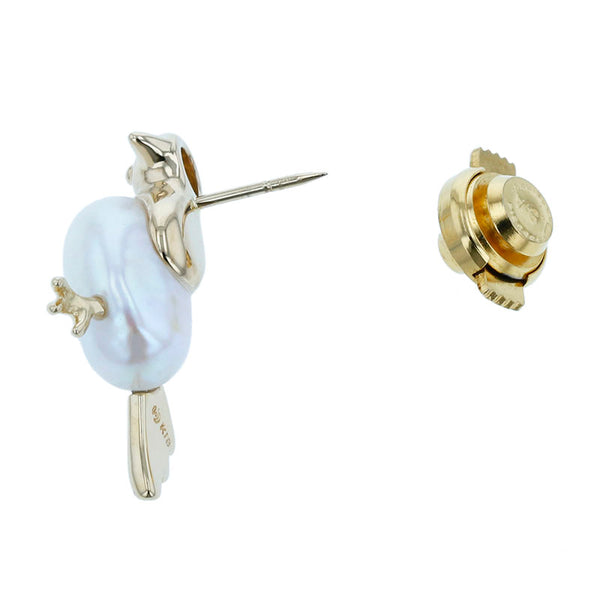 タサキ K18YG イエローゴールド バロックパール 鳥モチーフ タイピン レディース TASAKI 【中古】