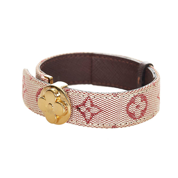 ルイ ヴィトン SN0022 レッド キャンバス レザー モノグラム ミニラン グッドラック ブレスレット レディース LOUIS VUITTON 【中古】