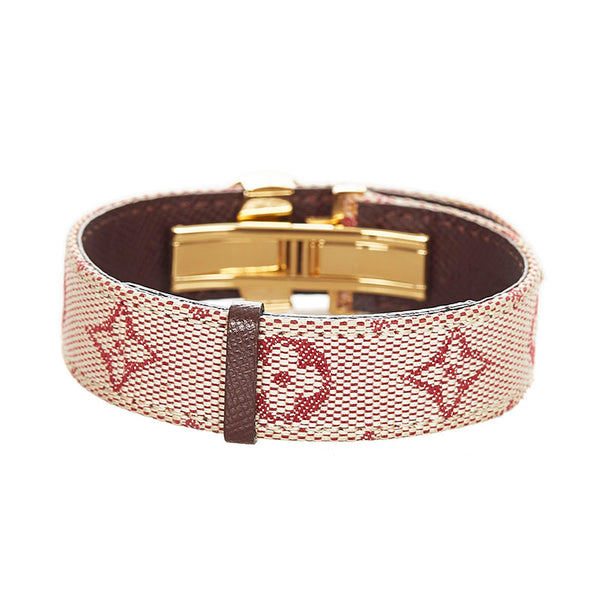 ルイ ヴィトン SN0022 レッド キャンバス レザー モノグラム ミニラン グッドラック ブレスレット レディース LOUIS VUITTON 【中古】