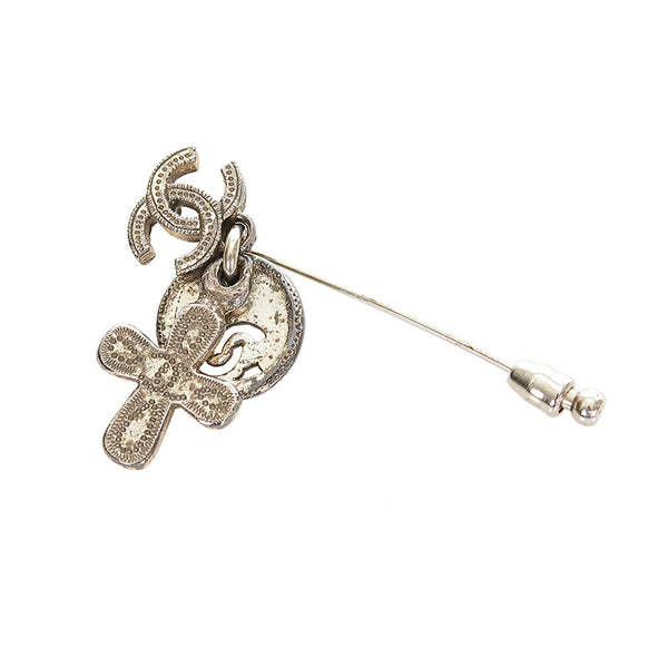 シャネル シルバー メタル ココマーク ピンブローチ  レディース CHANEL 【中古】