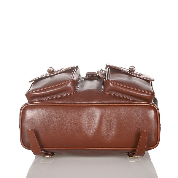 グッチ バンブー 003・2058・0016 ブラウン レザー リュック バックパック レディース GUCCI 【中古】