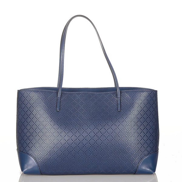 グッチ ディアマンテ  353397 ネイビー ブルー レザー トートバッグ レディース GUCCI 【中古】