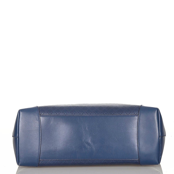 グッチ ディアマンテ  353397 ネイビー ブルー レザー トートバッグ レディース GUCCI 【中古】