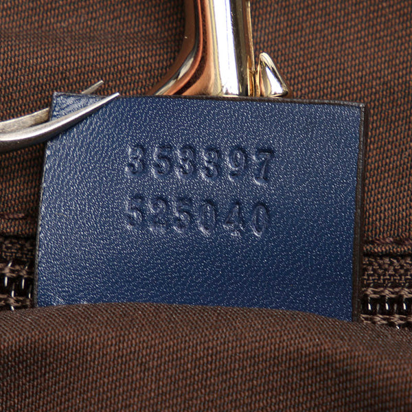 グッチ ディアマンテ  353397 ネイビー ブルー レザー トートバッグ レディース GUCCI 【中古】