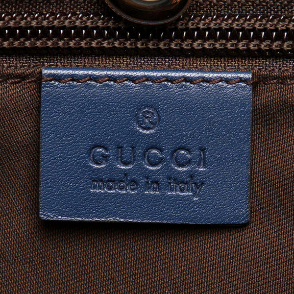 グッチ ディアマンテ  353397 ネイビー ブルー レザー トートバッグ レディース GUCCI 【中古】