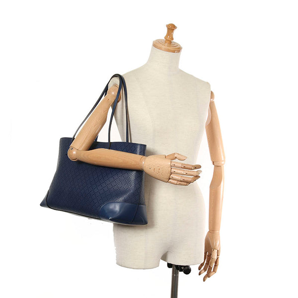 グッチ ディアマンテ  353397 ネイビー ブルー レザー トートバッグ レディース GUCCI 【中古】