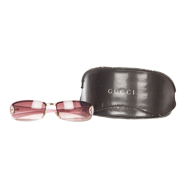 グッチ ピンク プラスチック サングラス レディース GUCCI 【中古】