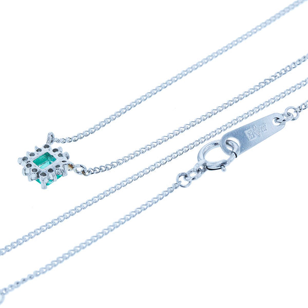 Pt900 プラチナ Pt850 プラチナ エメラルド0.22ct ダイヤ0.08ct ネックレス レディース 【中古】