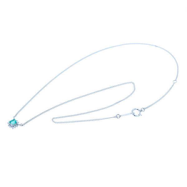 Pt900 プラチナ Pt850 プラチナ エメラルド0.22ct ダイヤ0.08ct ネックレス レディース 【中古】