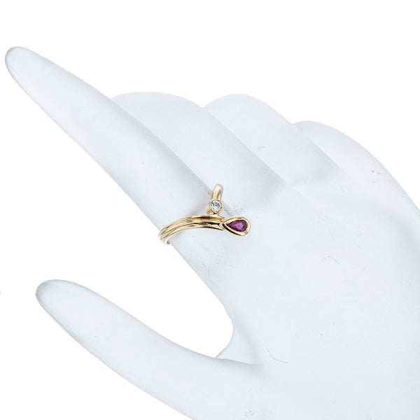 K18YG イエローゴールド ルビー0.21ct ダイヤ0.06ct リング 指輪 レディース 8.5号 【中古】