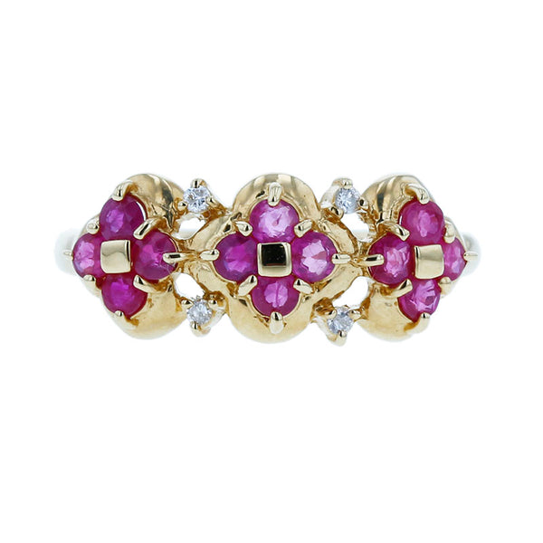 K18YG イエローゴールド ルビー0.60ct ダイヤ0.02ct リング 指輪 レディース 10.5号 【中古】