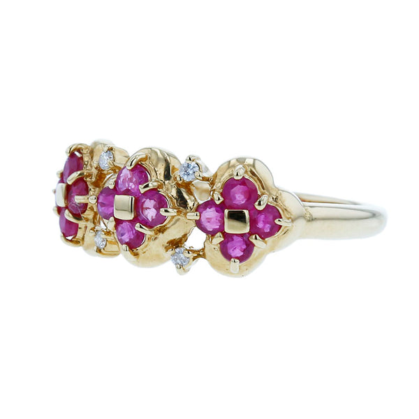 K18YG イエローゴールド ルビー0.60ct ダイヤ0.02ct リング 指輪 レディース 10.5号 【中古】