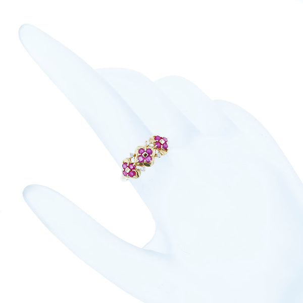 K18YG イエローゴールド ルビー0.60ct ダイヤ0.02ct リング 指輪 レディース 10.5号 【中古】