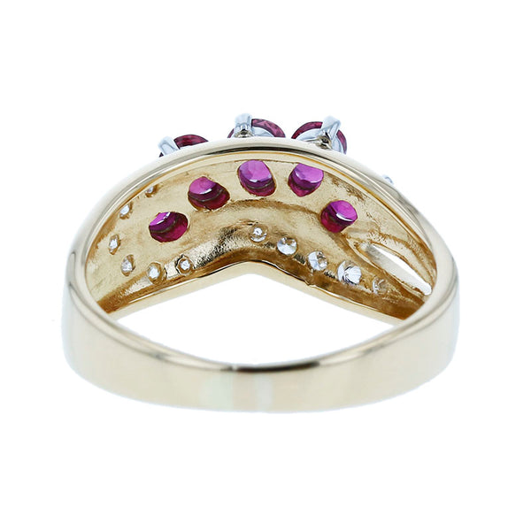 K18YG イエローゴールド ルビー0.99ct ダイヤ0.15ct リング 指輪 レディース 12号 【中古】