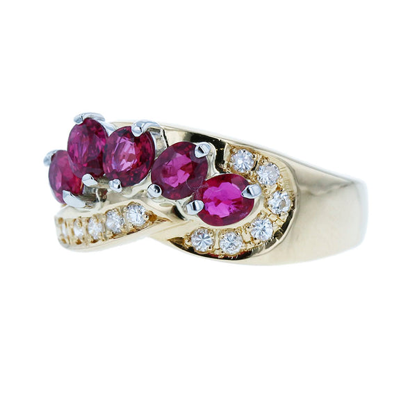 K18YG イエローゴールド ルビー0.99ct ダイヤ0.15ct リング 指輪 レディース 12号 【中古】