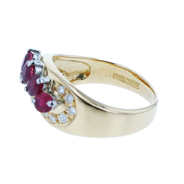 K18YG イエローゴールド ルビー0.99ct ダイヤ0.15ct リング 指輪 レディース 12号 【中古】
