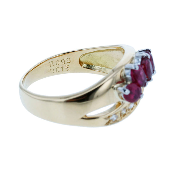 K18YG イエローゴールド ルビー0.99ct ダイヤ0.15ct リング 指輪 レディース 12号 【中古】