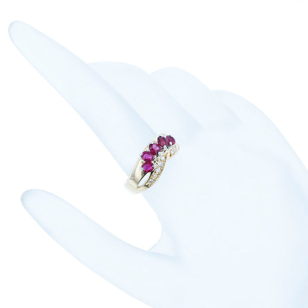 K18YG イエローゴールド ルビー0.99ct ダイヤ0.15ct リング 指輪 レディース 12号 【中古】