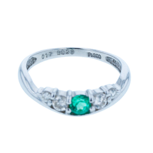 Pt900 プラチナ エメラルド0.17ct ダイヤ0.28ct リング 指輪 レディース 12.5号 【中古】