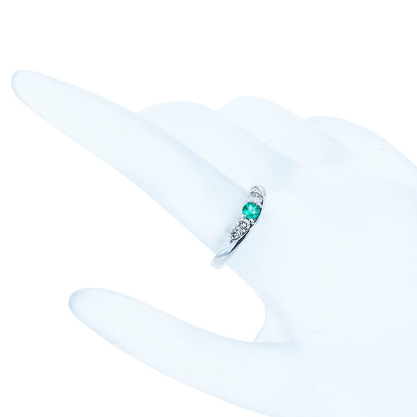 Pt900 プラチナ エメラルド0.17ct ダイヤ0.28ct リング 指輪 レディース 12.5号 【中古】