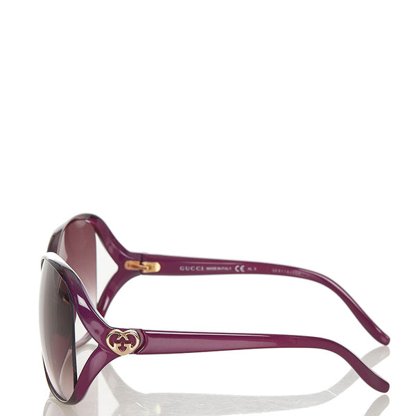 グッチ ハート バタフライ GG 3525 K S パープル ゴールド プラスチック サングラス レディース GUCCI 【中古】