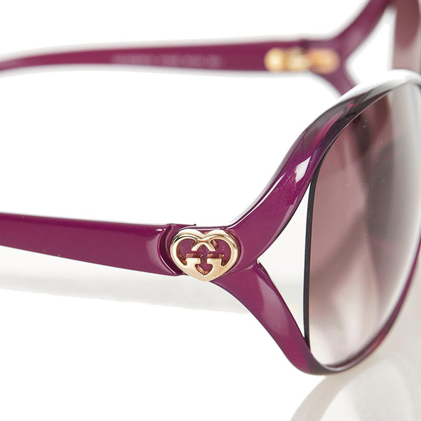 グッチ ハート バタフライ GG 3525 K S パープル ゴールド プラスチック サングラス レディース GUCCI 【中古】
