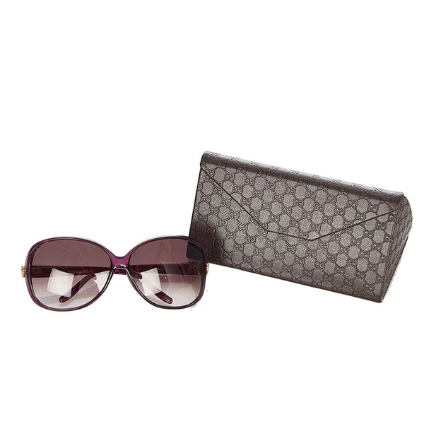 グッチ ハート バタフライ GG 3525 K S パープル ゴールド プラスチック サングラス レディース GUCCI 【中古】