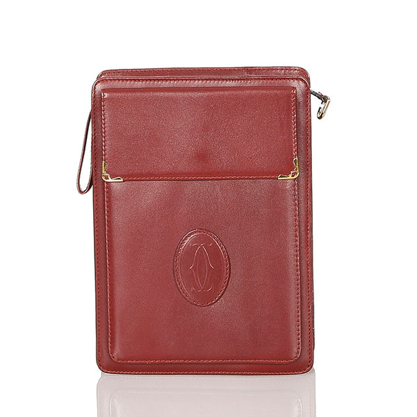 カルティエ マスト ボルドー レザー セカンドバッグ メンズ CARTIER 【中古】