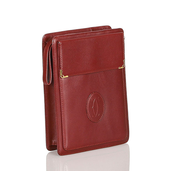 カルティエ マスト ボルドー レザー セカンドバッグ メンズ CARTIER 【中古】