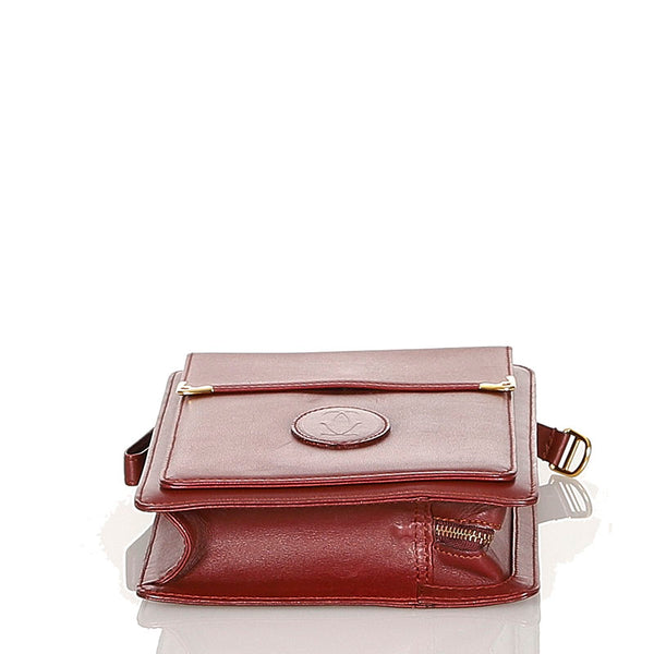 カルティエ マスト ボルドー レザー セカンドバッグ メンズ CARTIER 【中古】