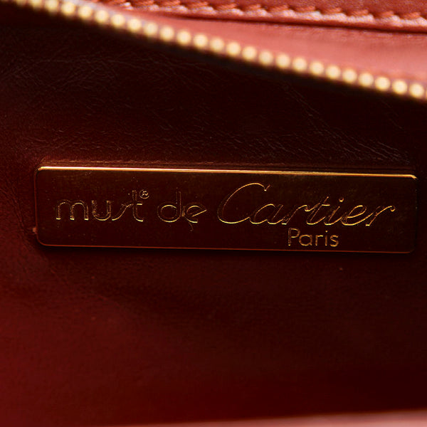 カルティエ マスト ボルドー レザー セカンドバッグ メンズ CARTIER 【中古】