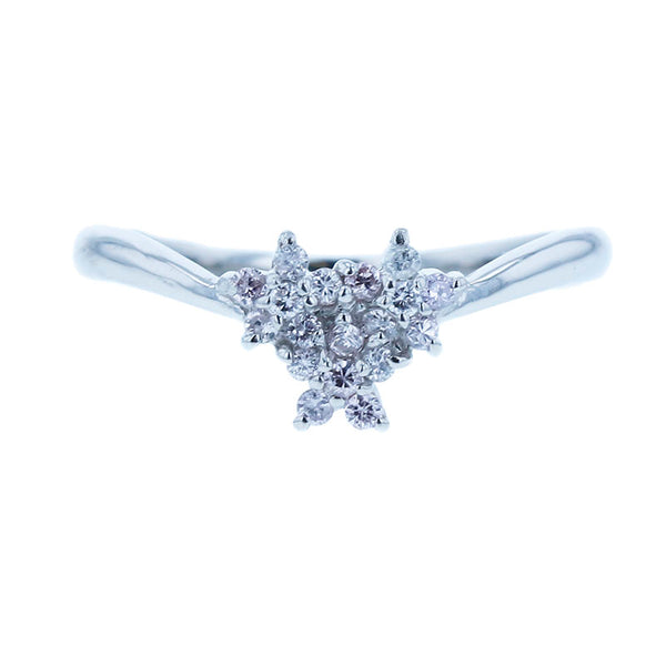 Pt900 プラチナ ダイヤ0.12ct フラワーモチーフ リング 指輪 レディース 9号 【中古】