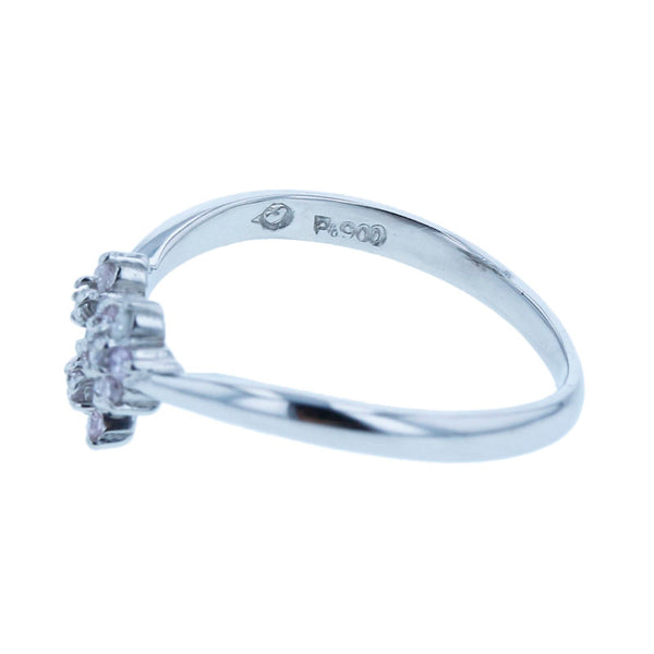 Pt900 プラチナ ダイヤ0.12ct フラワーモチーフ リング 指輪 レディース 9号 【中古】