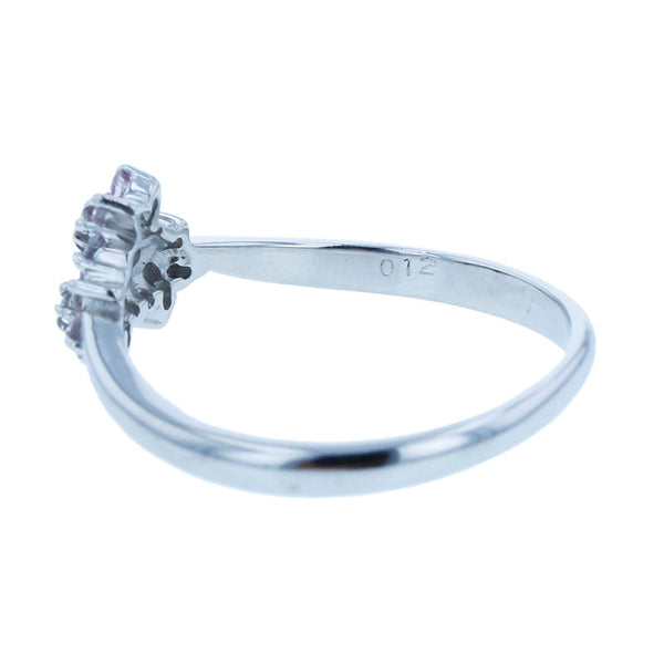 Pt900 プラチナ ダイヤ0.12ct フラワーモチーフ リング 指輪 レディース 9号 【中古】