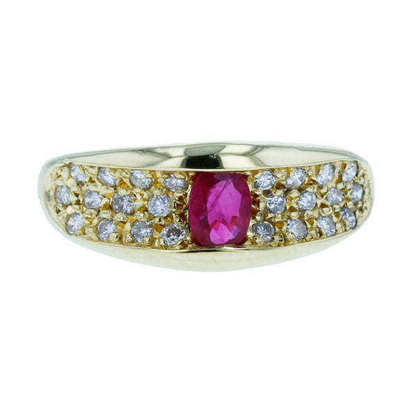 K18YG イエローゴールド ルビー0.32ct ダイヤ0.30ct リング 指輪 レディース 12号 【中古】